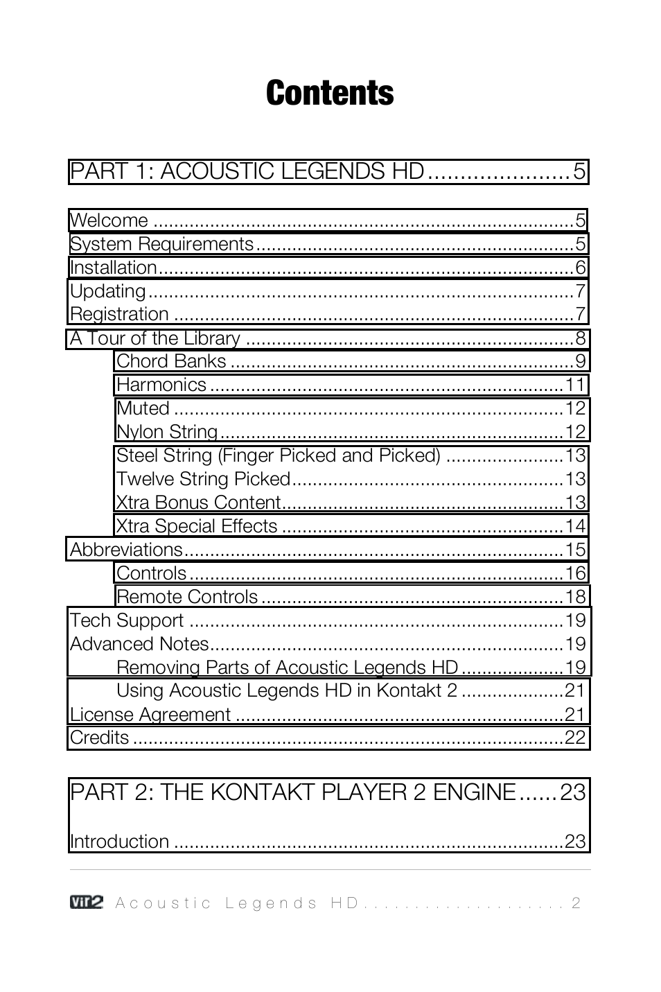 Vir2 Instruments Acoustic Legends HD User Manual | Page 2 / 74