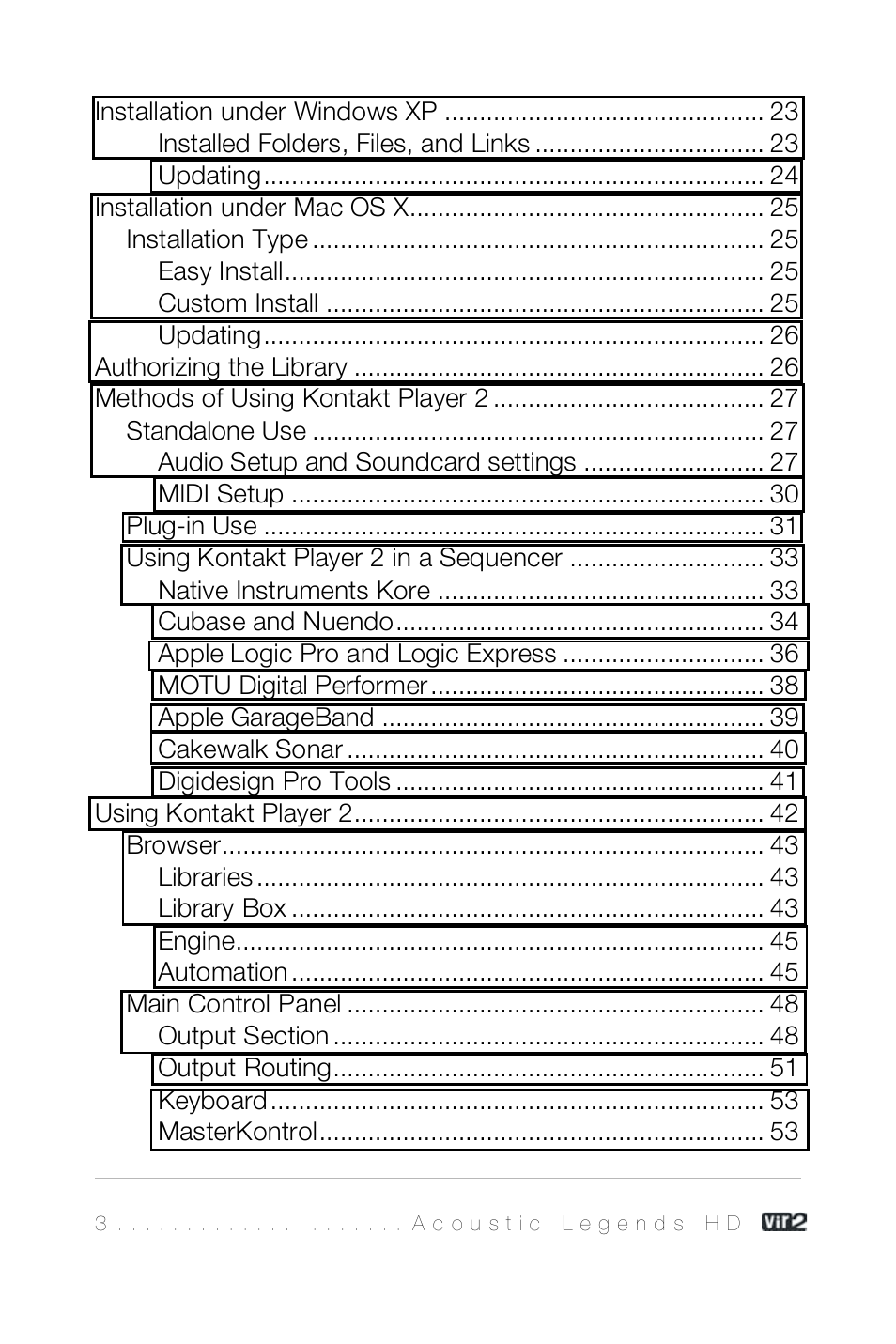Vir2 Instruments Acoustic Legends HD User Manual | Page 3 / 74