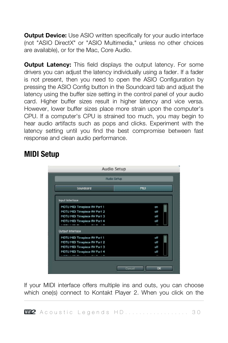 Midi setup | Vir2 Instruments Acoustic Legends HD User Manual | Page 30 / 74