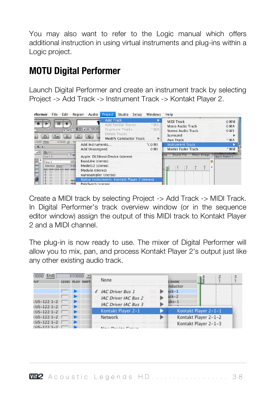 Motu digital performer | Vir2 Instruments Acoustic Legends HD User Manual | Page 38 / 74