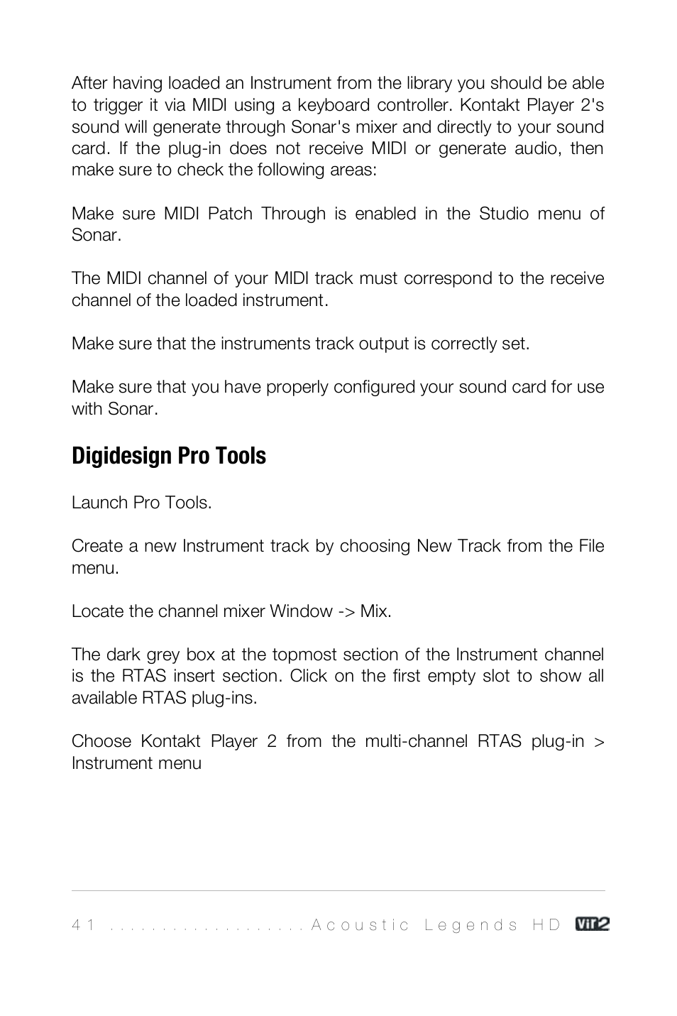 Digidesign pro tools | Vir2 Instruments Acoustic Legends HD User Manual | Page 41 / 74