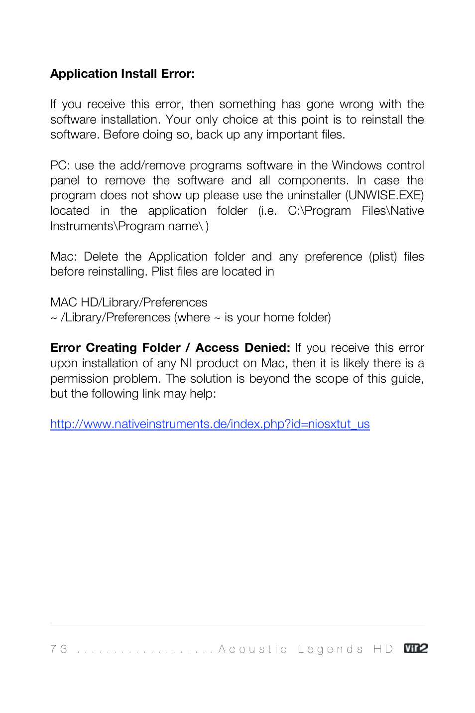 Vir2 Instruments Acoustic Legends HD User Manual | Page 73 / 74