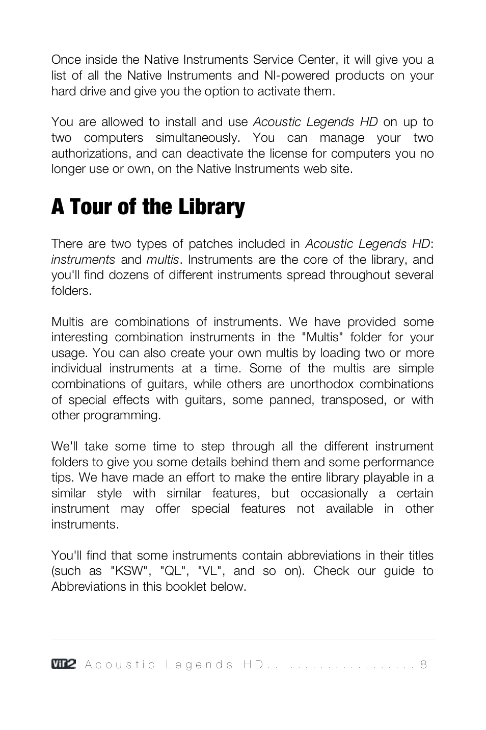 A tour of the library | Vir2 Instruments Acoustic Legends HD User Manual | Page 8 / 74