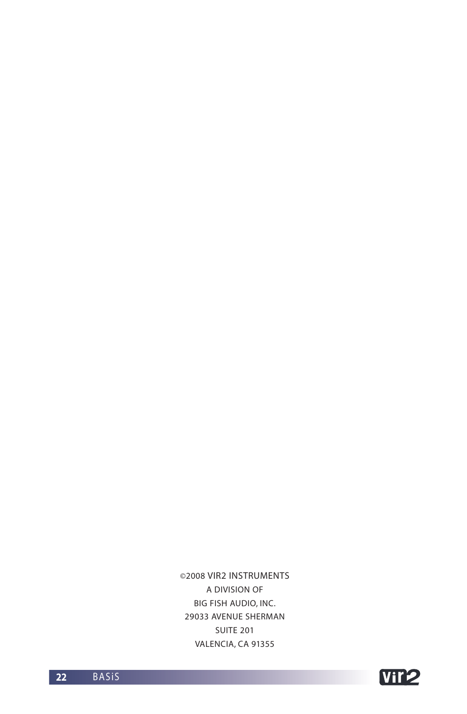 Vir2 Instruments BASiS User Manual | Page 22 / 22