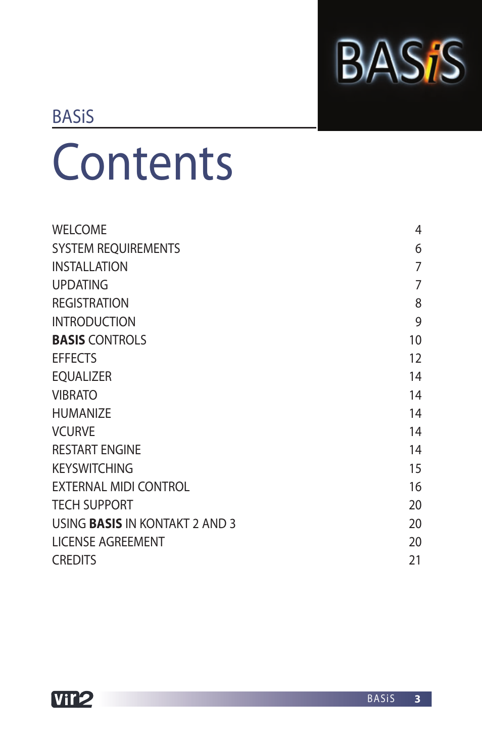 Vir2 Instruments BASiS User Manual | Page 3 / 22