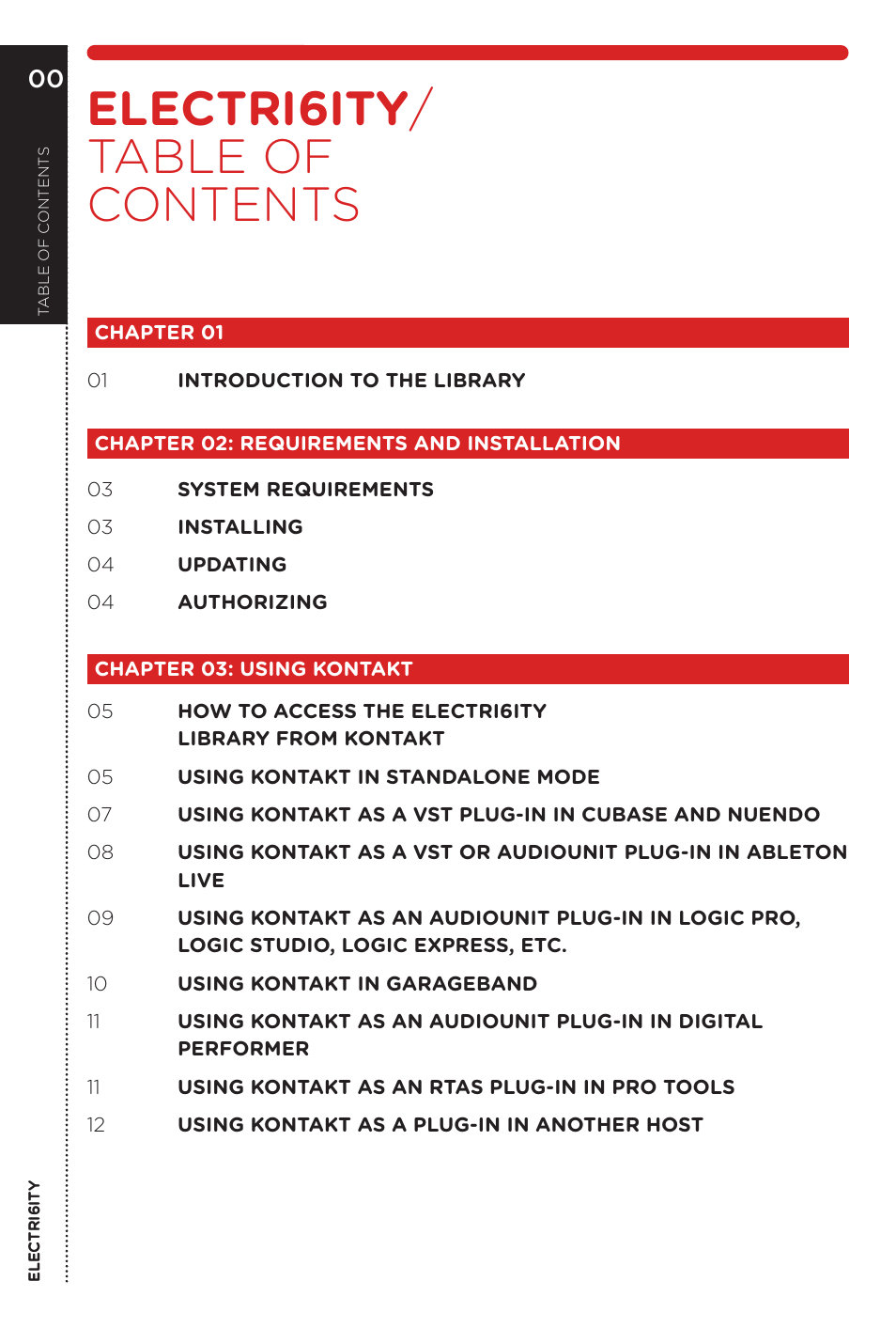 Electri6ity / table of contents | Vir2 Instruments Electri6ity Manual User Manual | Page 4 / 60