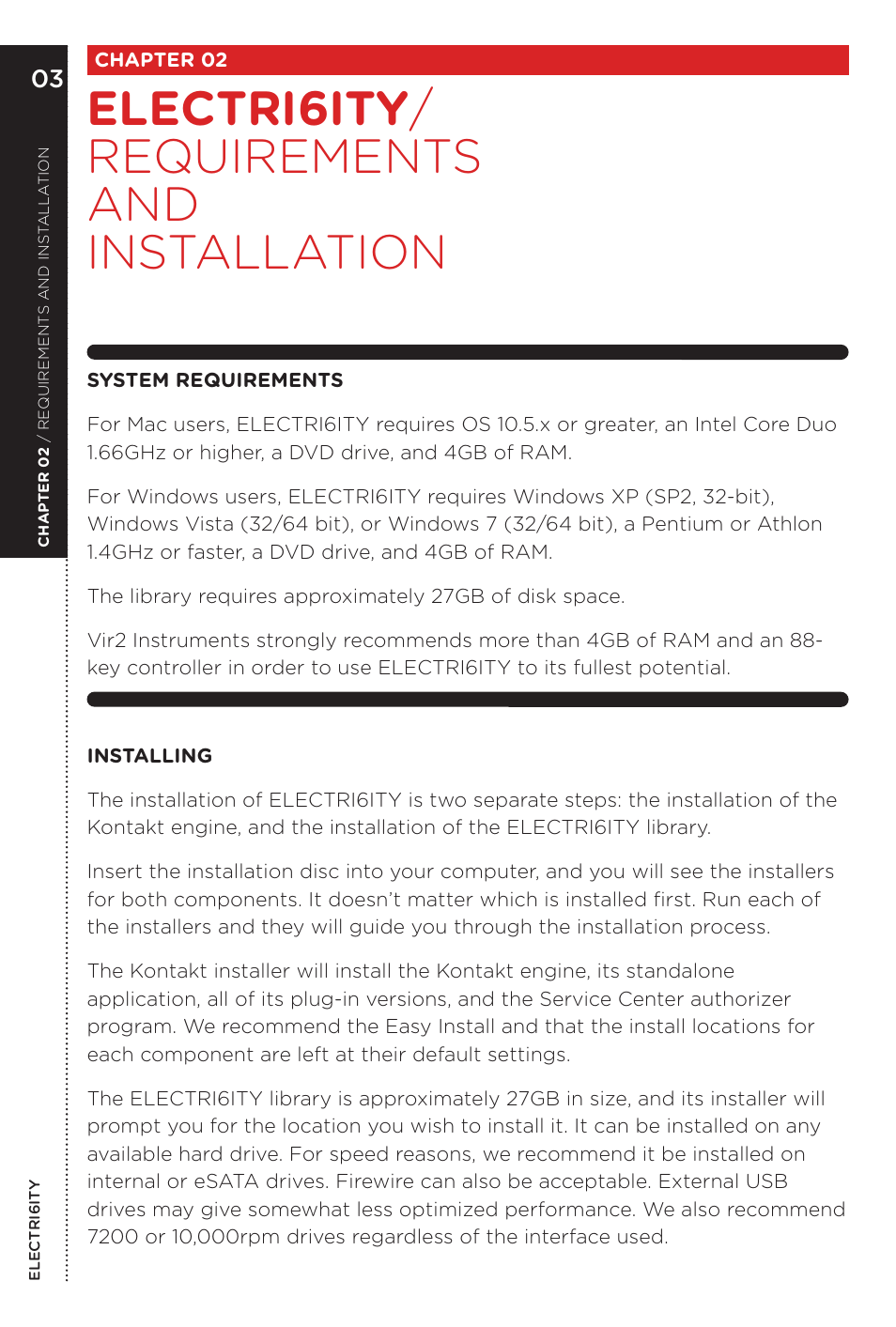 Electri6ity / requirements and installation | Vir2 Instruments Electri6ity Manual User Manual | Page 8 / 60