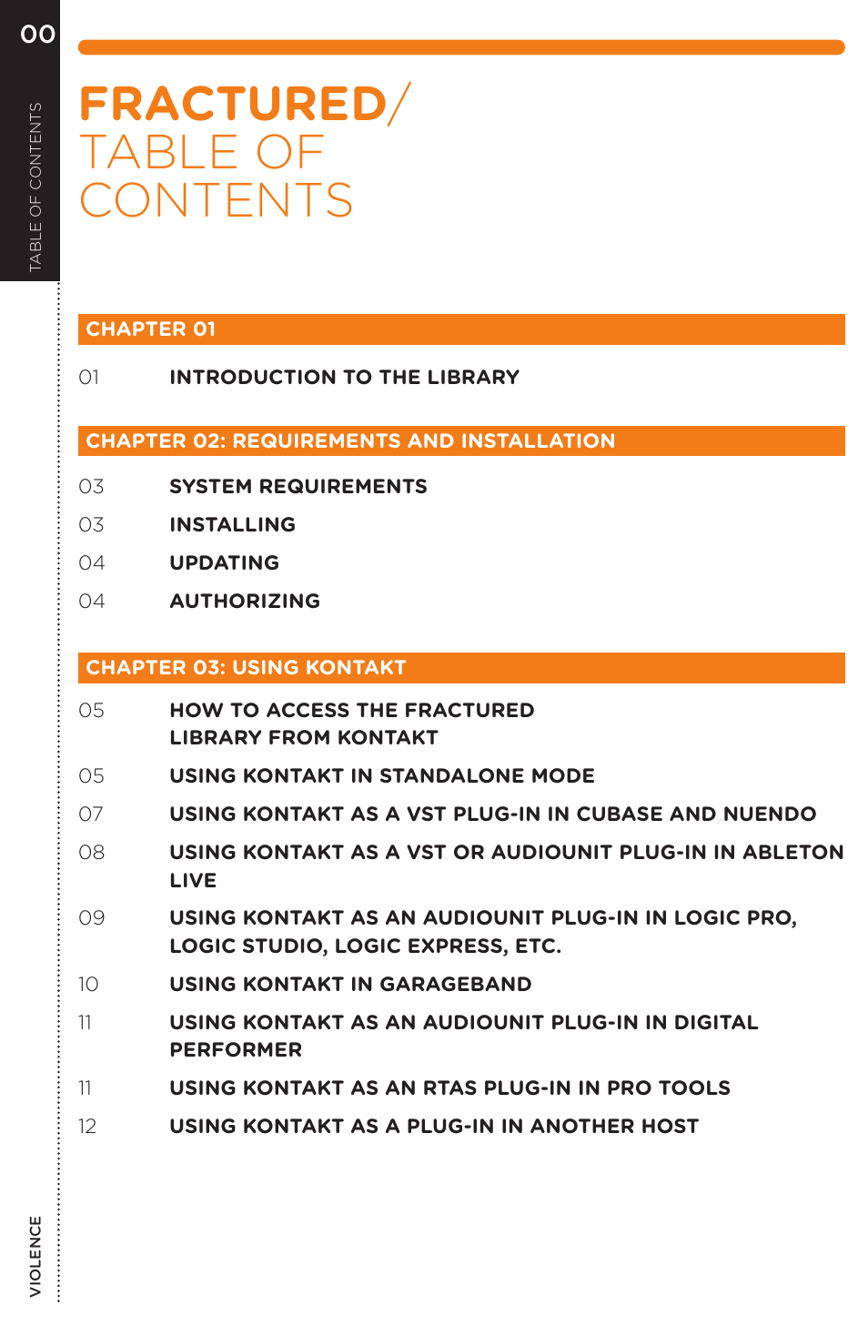 Fractured / table of contents | Vir2 Instruments Fractured User Manual | Page 4 / 24