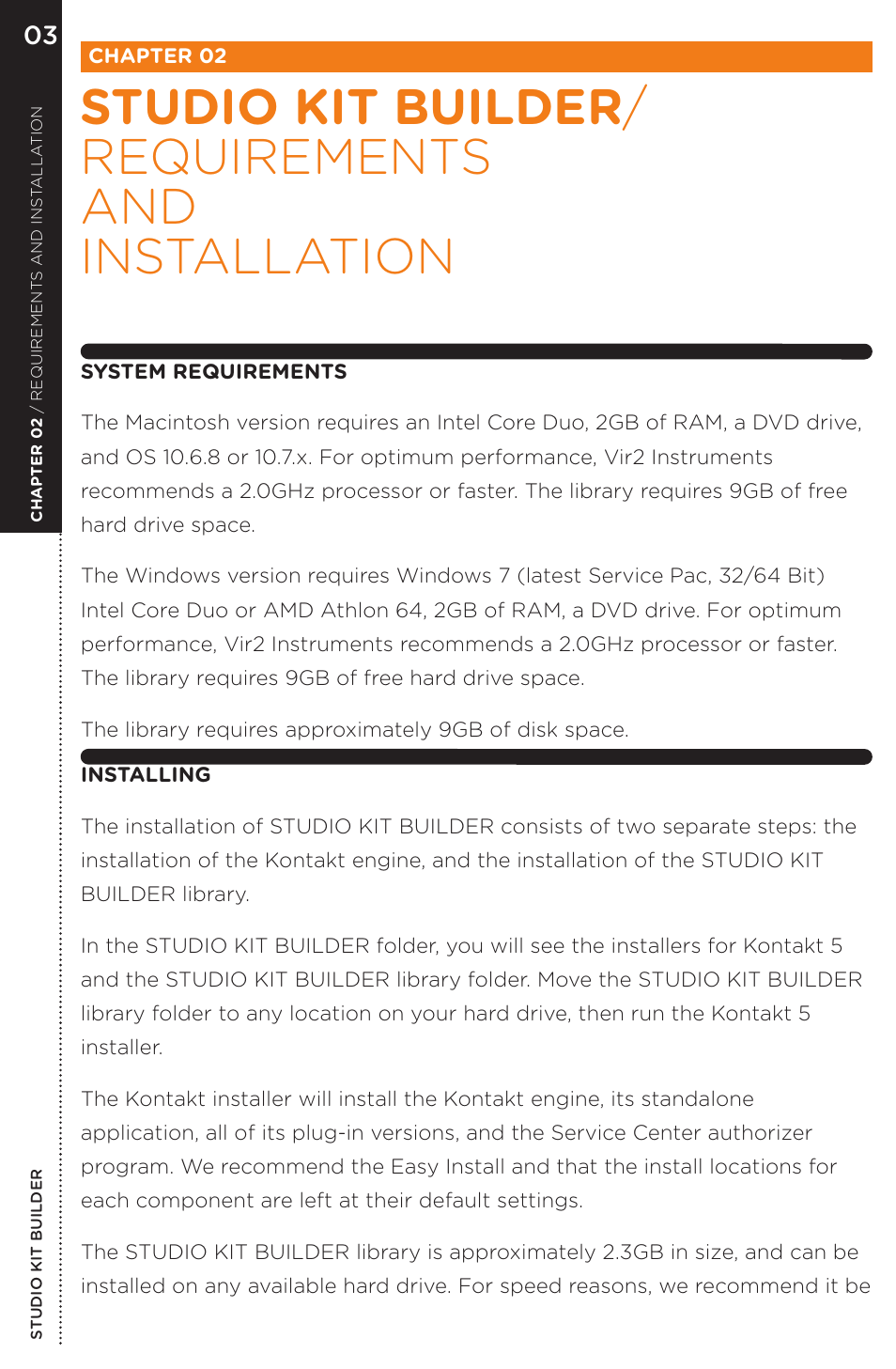 Studio kit builder / requirements and installation | Vir2 Instruments Studio Kit Builder User Manual | Page 8 / 34