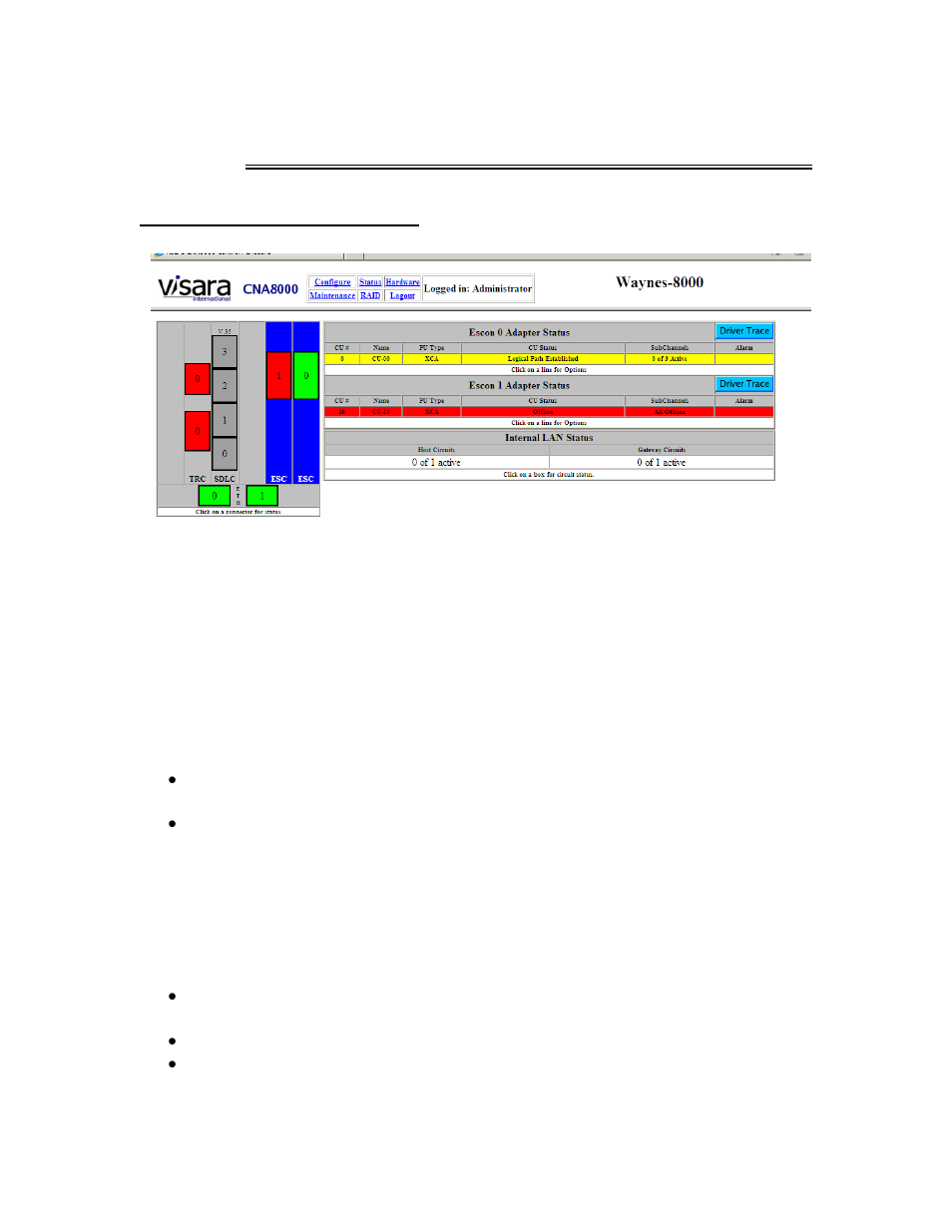 Chapter 4. operations status interface | Visara CNA-8000 User Manual | Page 69 / 122