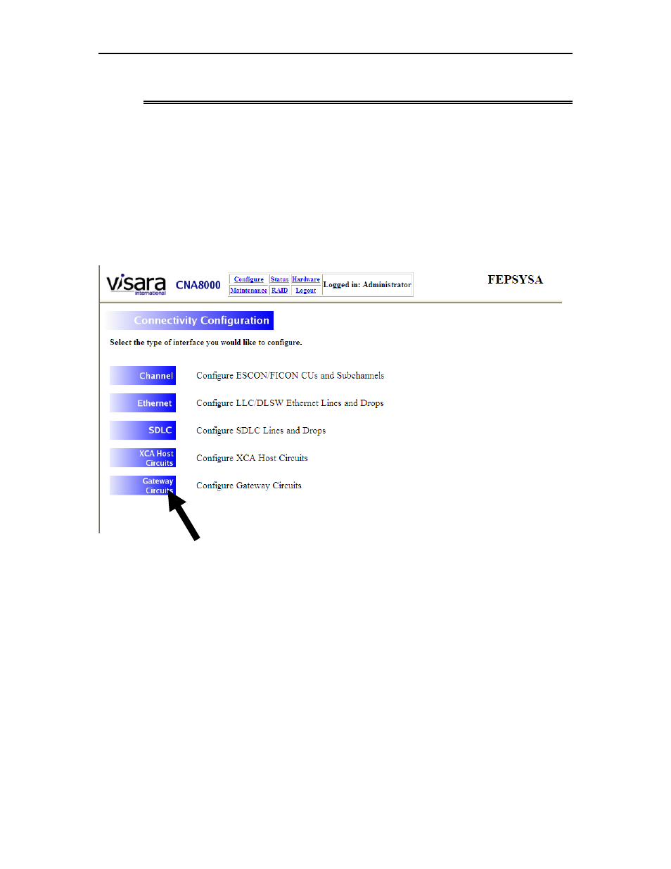 Chapter 8. gateway circuit configuration | Visara CNA-8000 Installation User Manual | Page 97 / 126