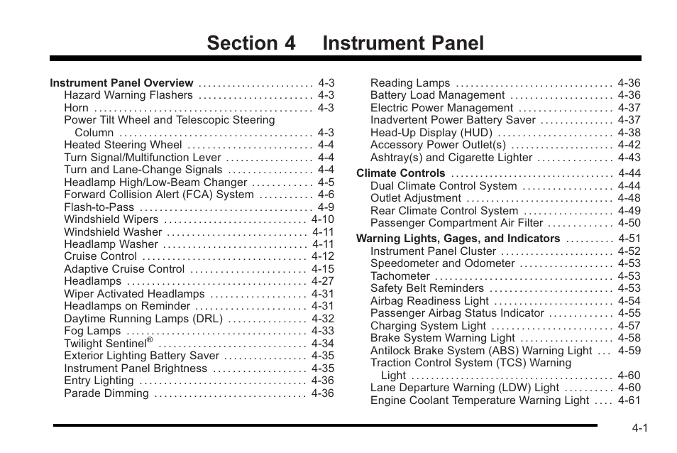 Instrument panel | Cadillac 2010 STS User Manual | Page 181 / 536