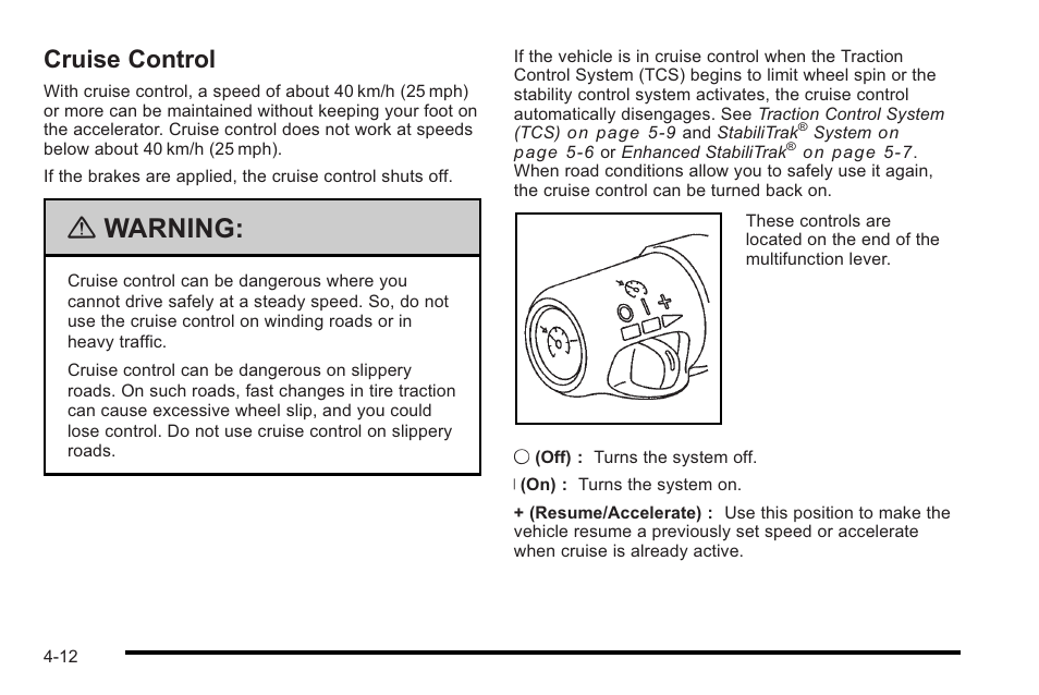 Cruise control, Cruise control -12, Instrument | Warning | Cadillac 2010 STS User Manual | Page 192 / 536