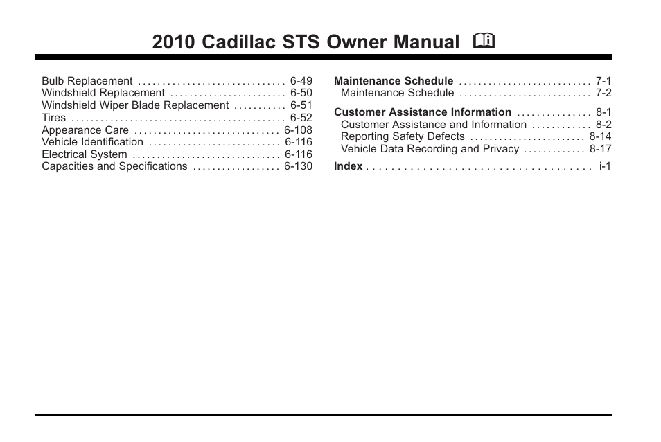 2010 cadillac sts owner manual m | Cadillac 2010 STS User Manual | Page 2 / 536