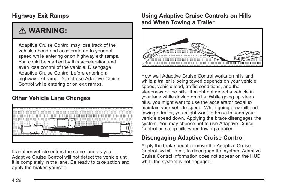 Warning | Cadillac 2010 STS User Manual | Page 206 / 536