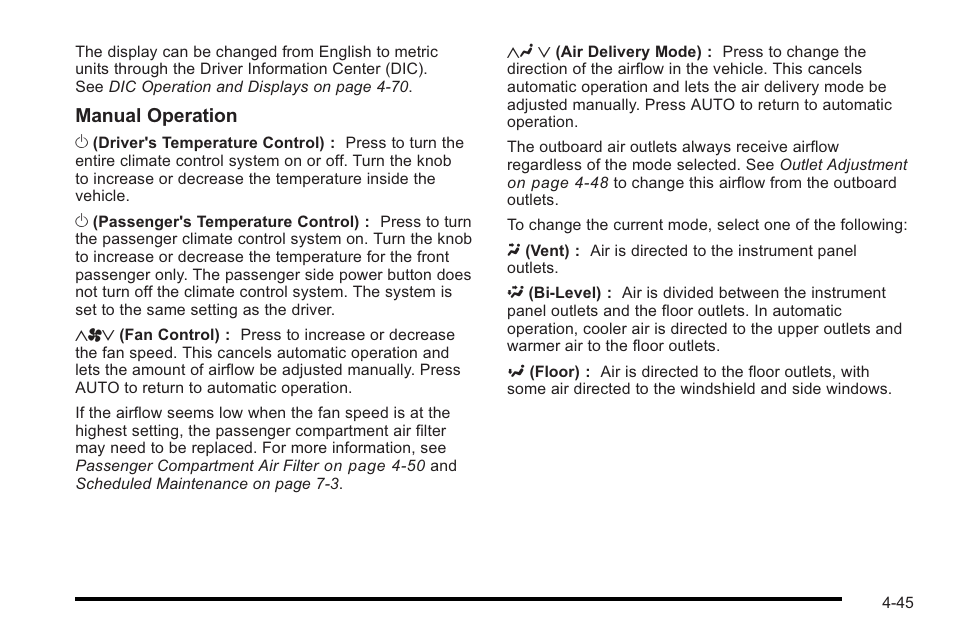 Manual operation | Cadillac 2010 STS User Manual | Page 225 / 536