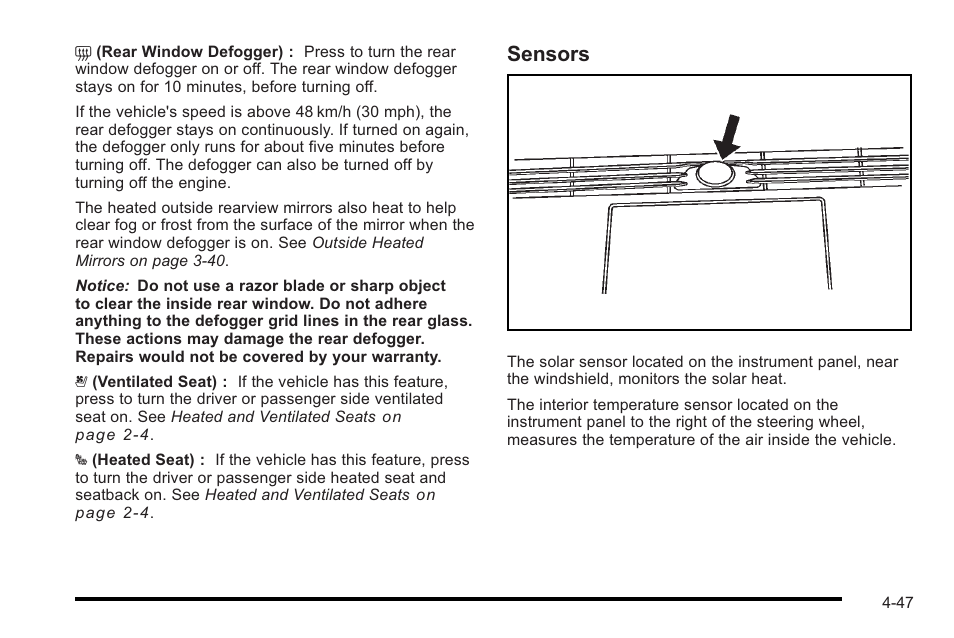 Sensors | Cadillac 2010 STS User Manual | Page 227 / 536