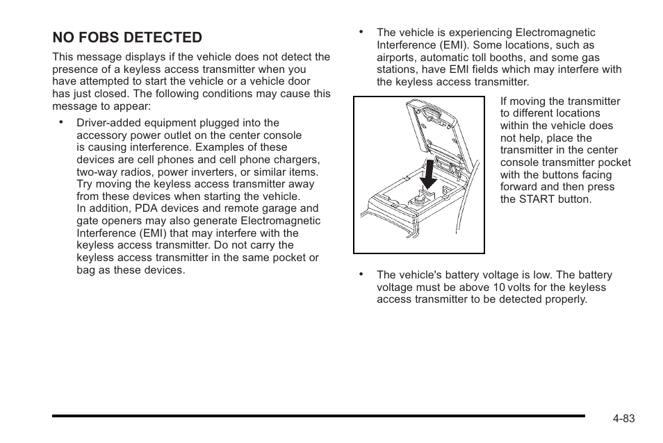 No fobs detected | Cadillac 2010 STS User Manual | Page 263 / 536