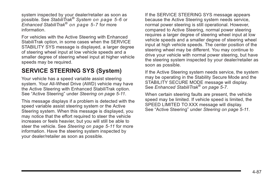 Service steering sys (system) | Cadillac 2010 STS User Manual | Page 267 / 536