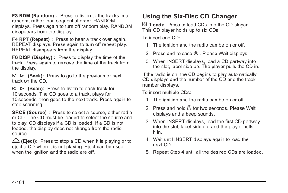 Using the six-disc cd changer m | Cadillac 2010 STS User Manual | Page 284 / 536