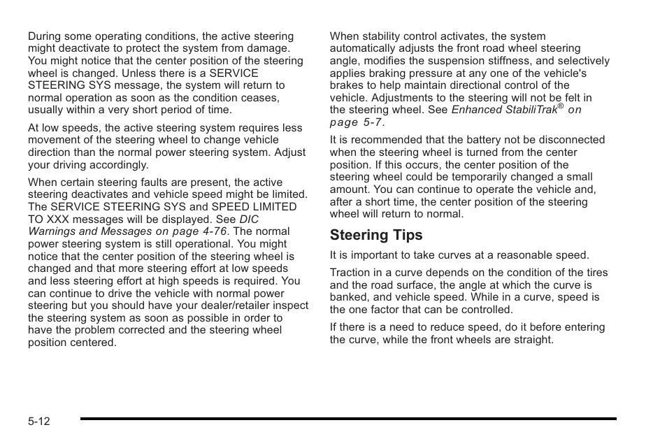 Steering tips | Cadillac 2010 STS User Manual | Page 330 / 536