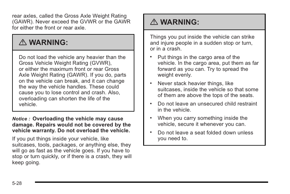 Warning | Cadillac 2010 STS User Manual | Page 346 / 536