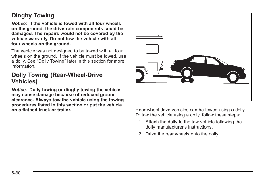 Dinghy towing, Dolly towing (rear‐wheel‐drive vehicles) | Cadillac 2010 STS User Manual | Page 348 / 536