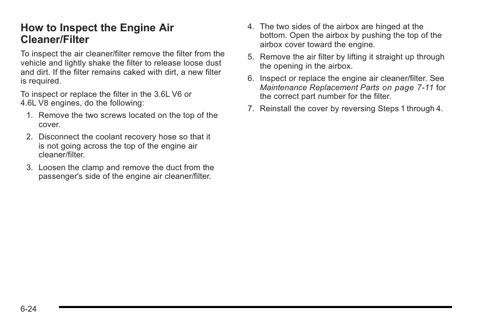 How to inspect the engine air cleaner/filter | Cadillac 2010 STS User Manual | Page 380 / 536