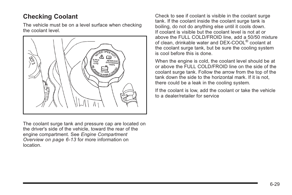 Checking coolant | Cadillac 2010 STS User Manual | Page 385 / 536