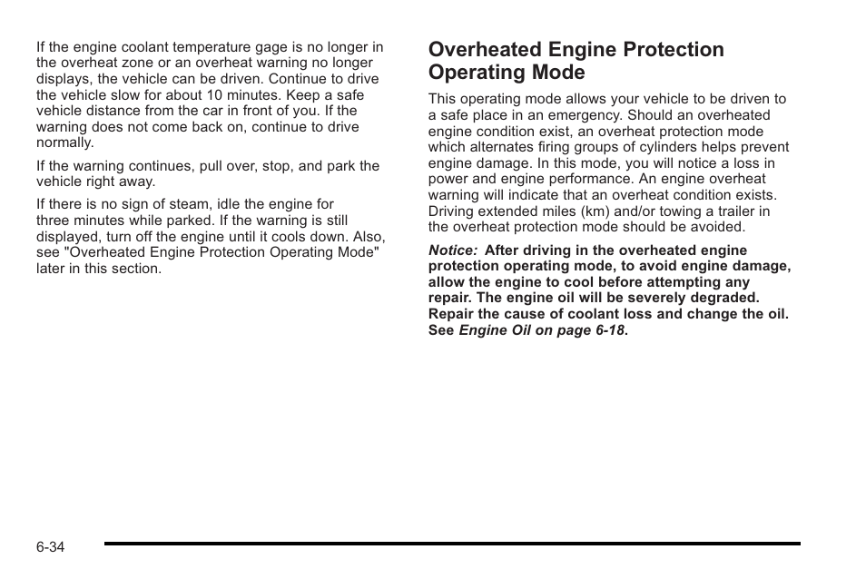 Overheated engine protection operating mode, Overheated engine protection, Operating mode -34 | Cadillac 2010 STS User Manual | Page 390 / 536