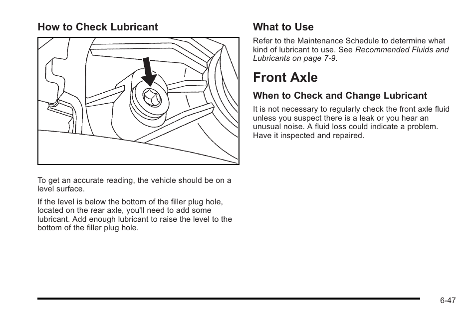 Front axle, Front axle -47 | Cadillac 2010 STS User Manual | Page 403 / 536