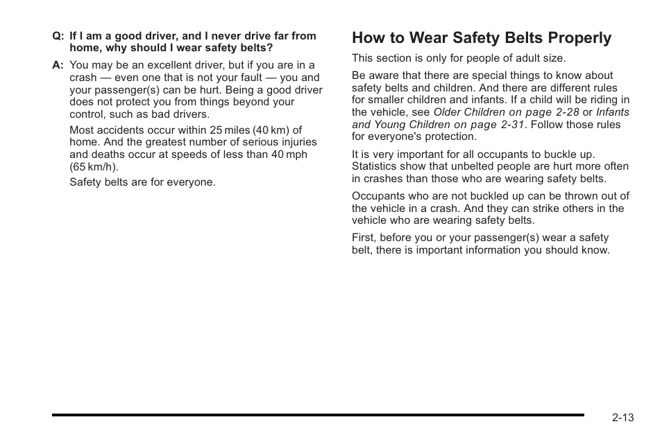 How to wear safety belts properly, How to wear safety belts properly -13 | Cadillac 2010 STS User Manual | Page 43 / 536