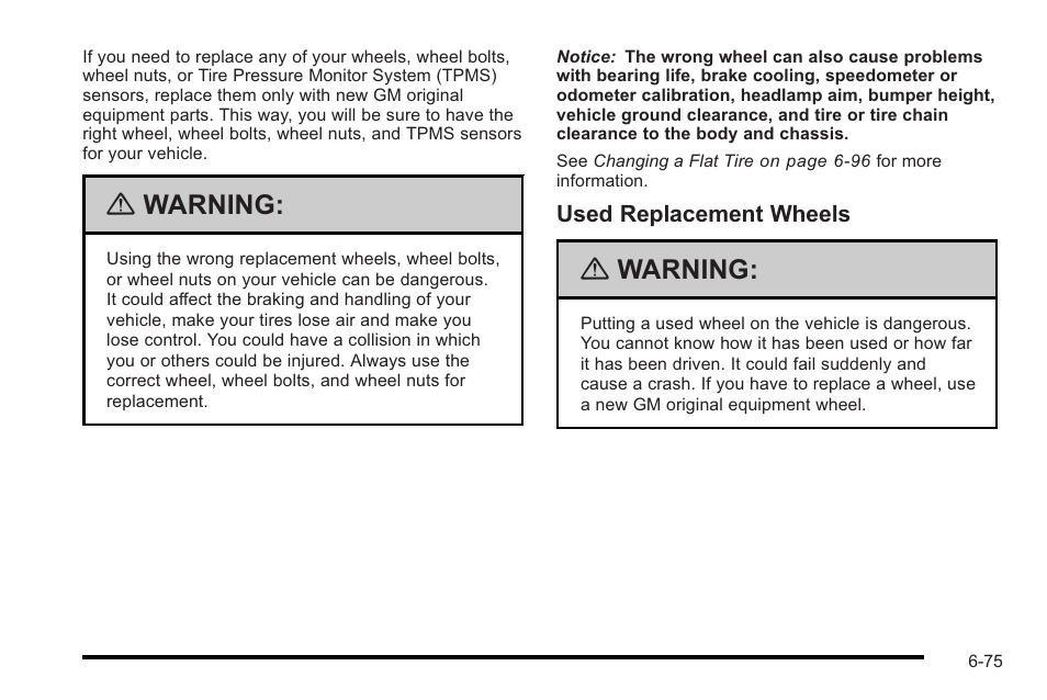 Warning | Cadillac 2010 STS User Manual | Page 431 / 536