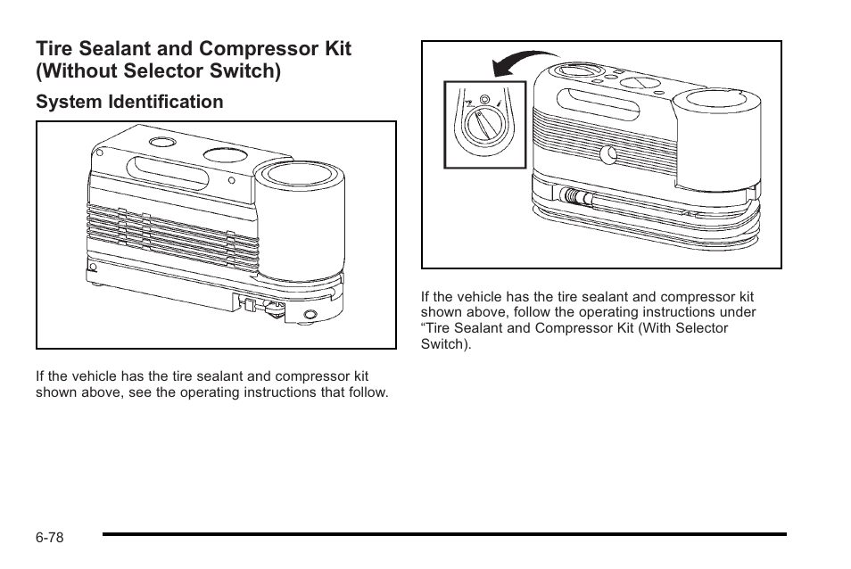 Tire sealant and compressor kit, Without selector switch) -78, Finish | Cadillac 2010 STS User Manual | Page 434 / 536