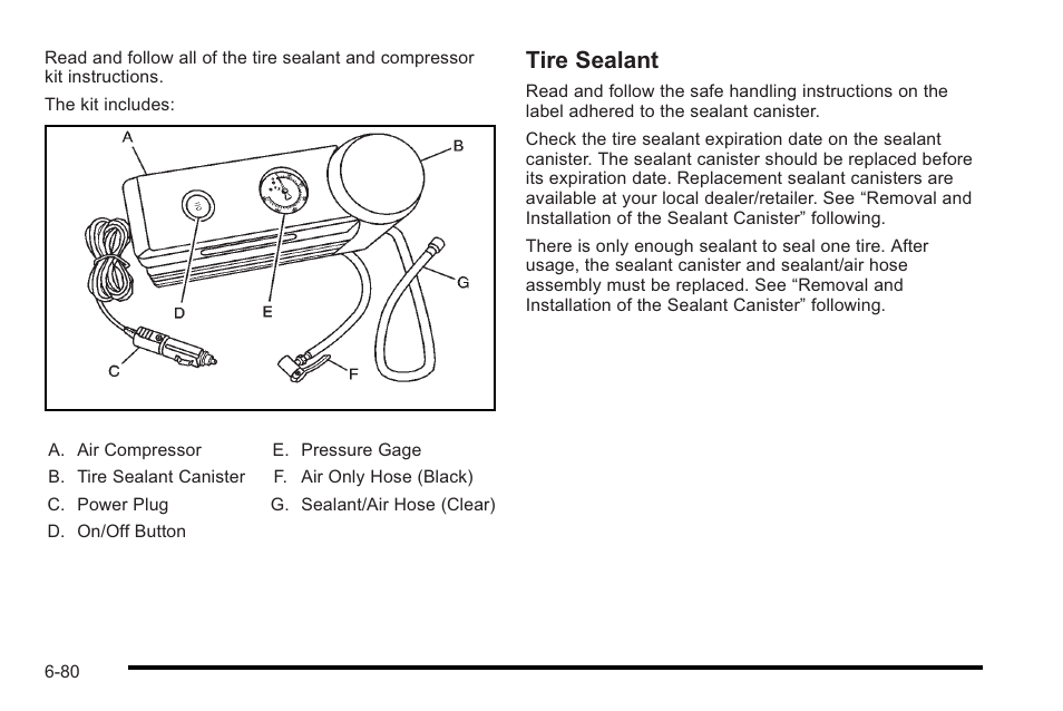 Tire sealant | Cadillac 2010 STS User Manual | Page 436 / 536