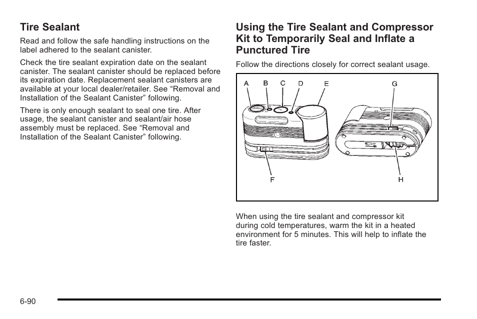 Tire sealant | Cadillac 2010 STS User Manual | Page 446 / 536