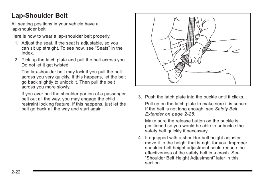 Lap-shoulder belt, Lap-shoulder belt -22, Servicing | Cadillac 2010 STS User Manual | Page 52 / 536