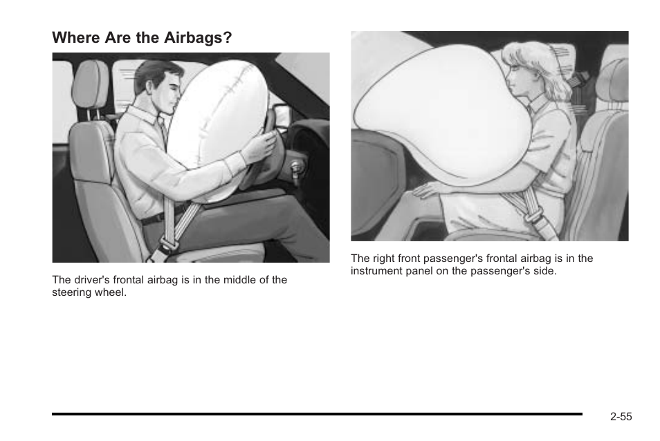 Where are the airbags, Where are the airbags? -55 | Cadillac 2010 STS User Manual | Page 85 / 536