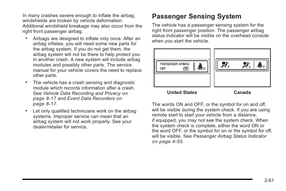 Passenger sensing system, Passenger sensing system -61 | Cadillac 2010 STS User Manual | Page 91 / 536