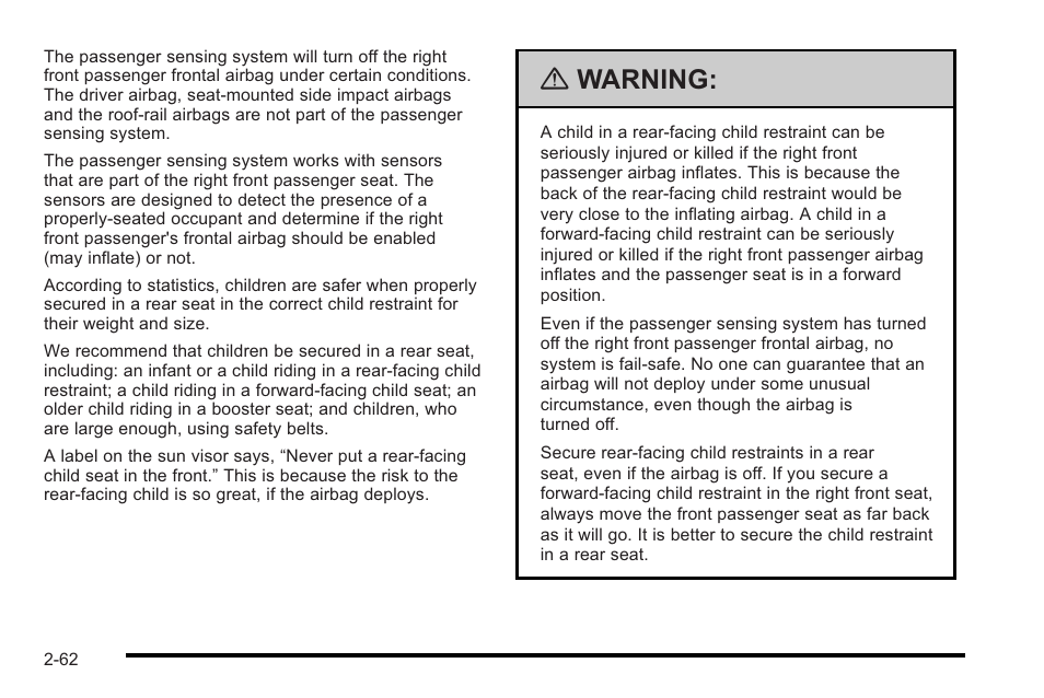 Warning | Cadillac 2010 STS User Manual | Page 92 / 536