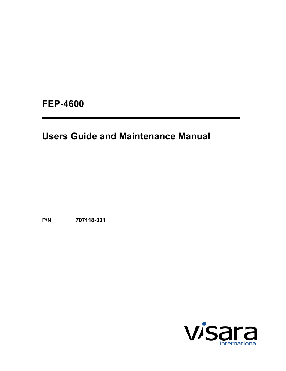 Visara FEP-4600 User Manual | 79 pages