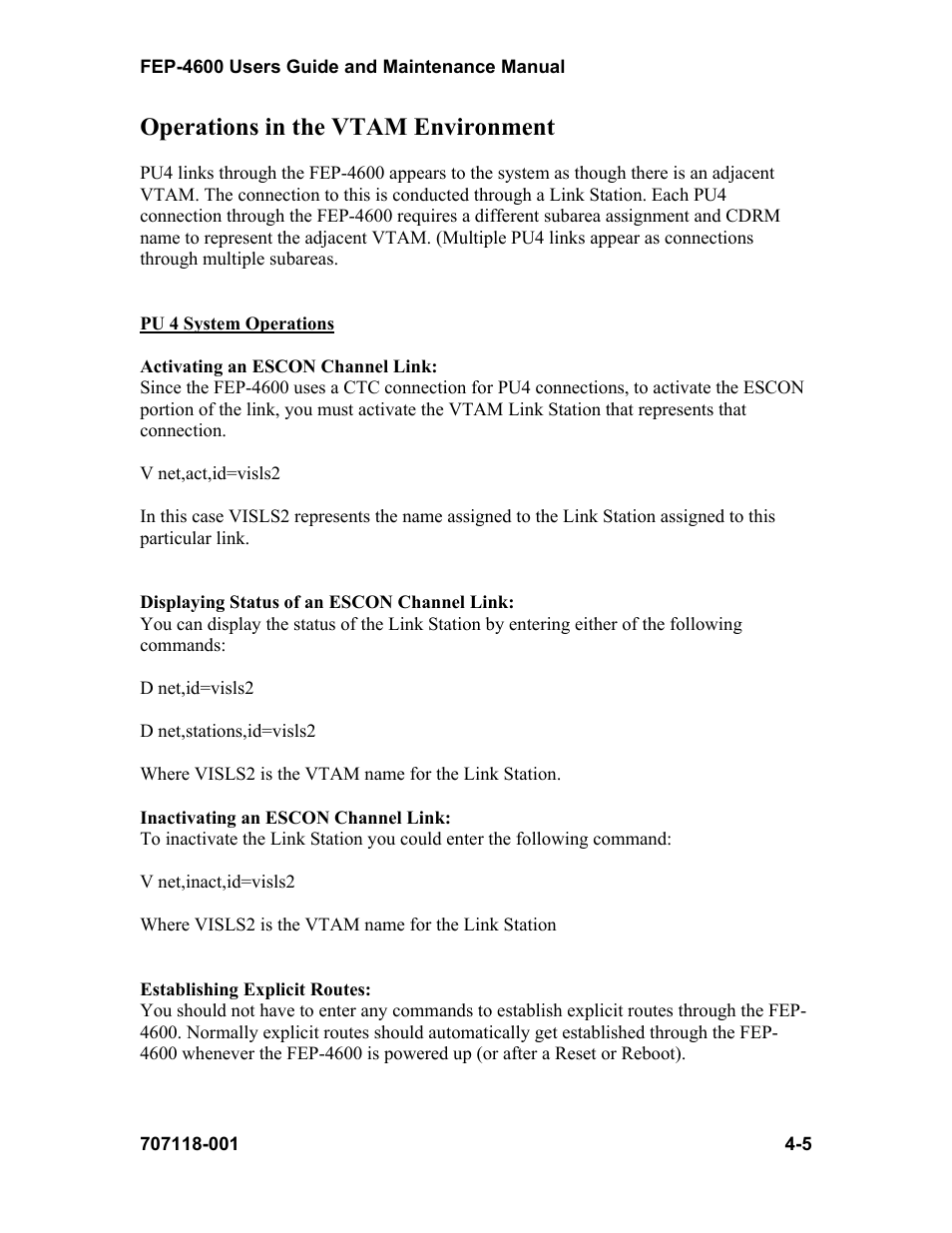 Operations in the vtam environment | Visara FEP-4600 User Manual | Page 59 / 79