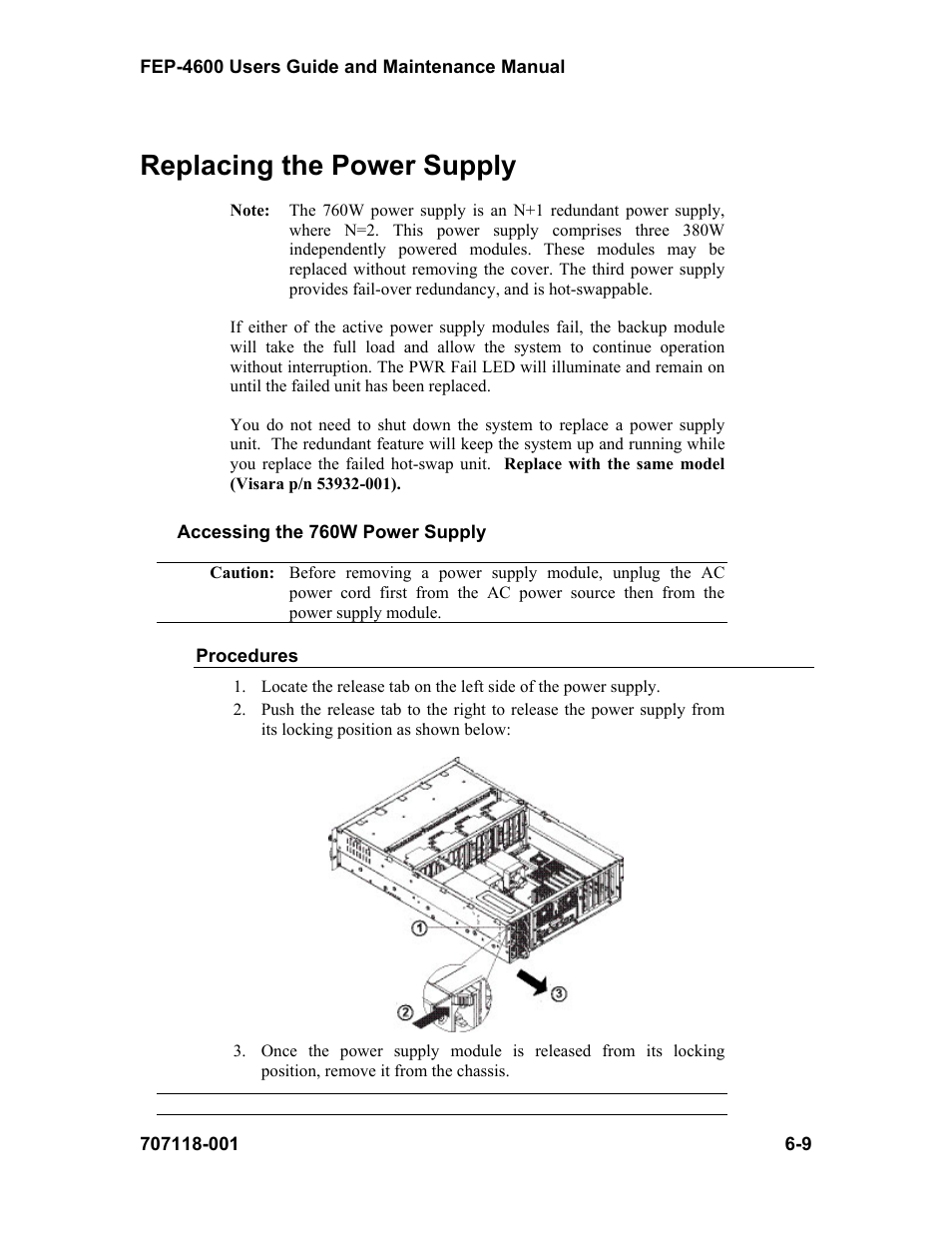 Replacing the power supply | Visara FEP-4600 User Manual | Page 73 / 79