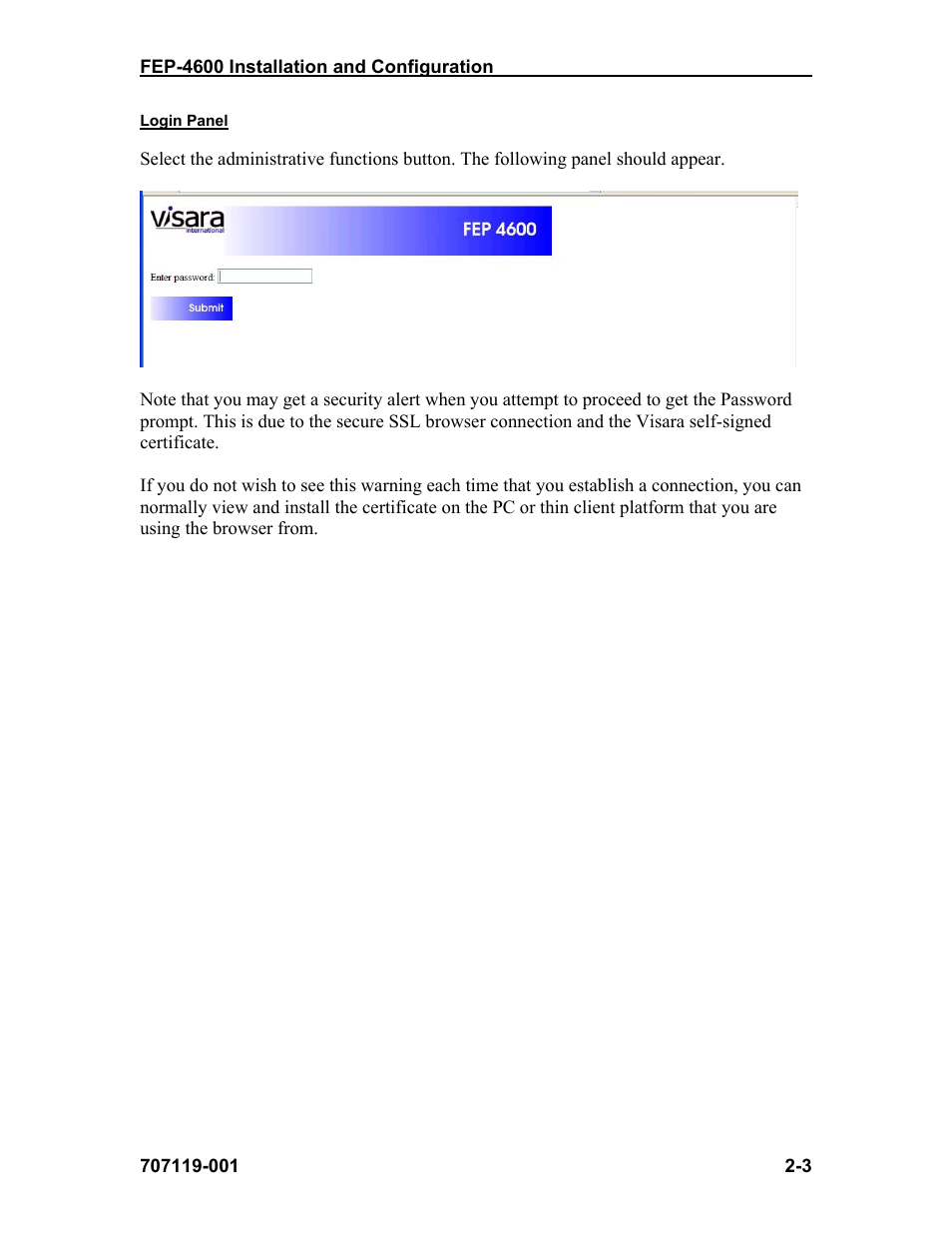 Visara FEP-4600 Installation User Manual | Page 21 / 114