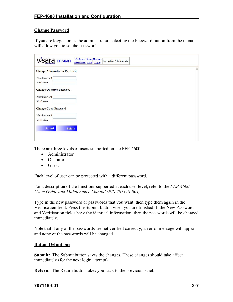 Visara FEP-4600 Installation User Manual | Page 31 / 114