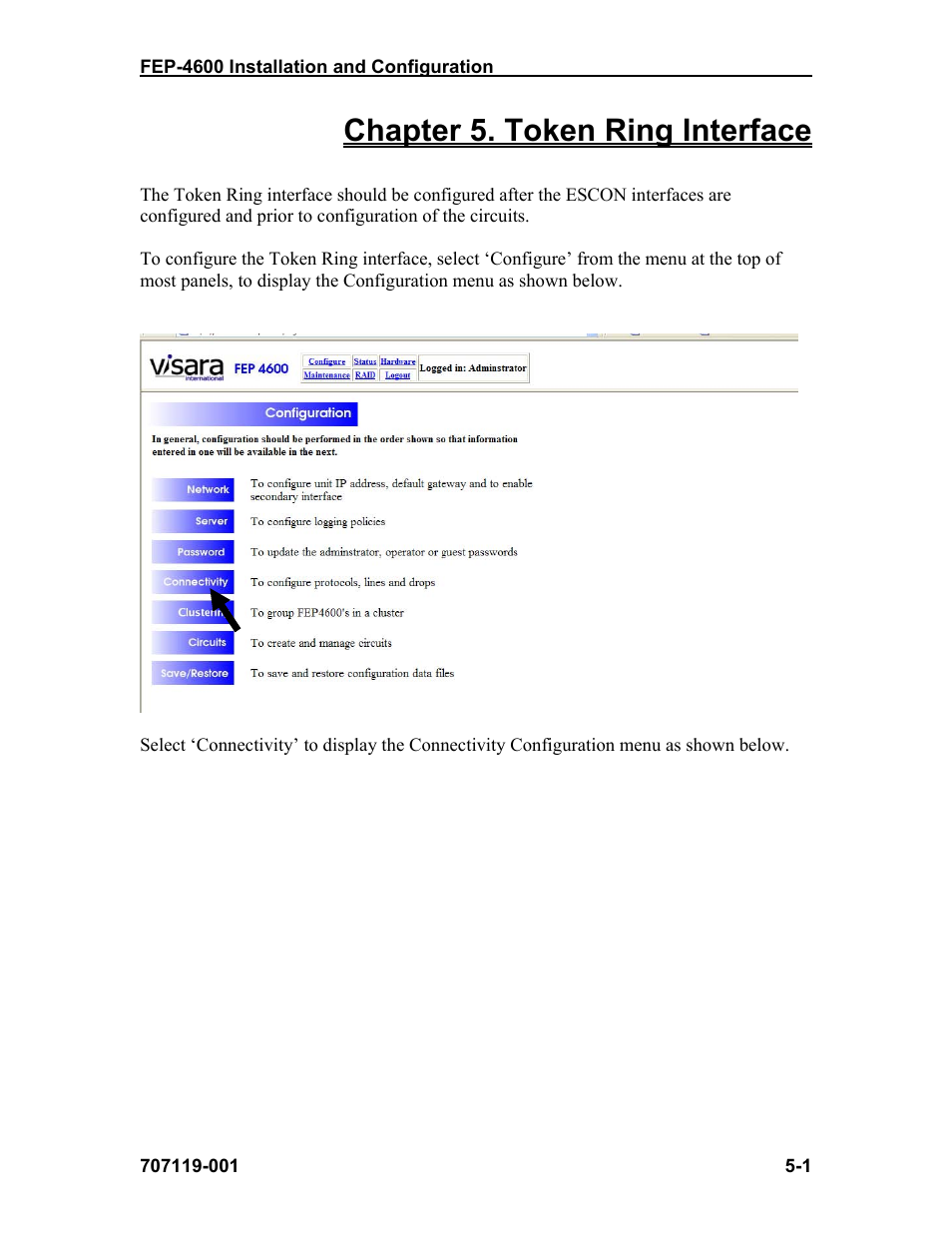 Chapter 5. token ring interface | Visara FEP-4600 Installation User Manual | Page 53 / 114