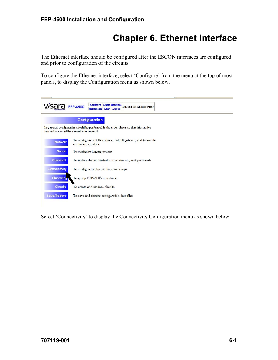 Chapter 6. ethernet interface | Visara FEP-4600 Installation User Manual | Page 69 / 114