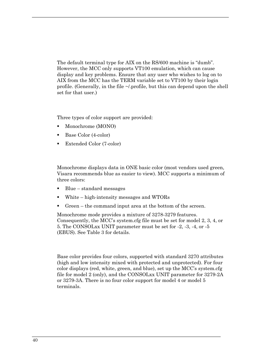 Rs/6000, Mvs console models/colors, Monochrome | Base color, Mvs console models/colors - ebus, Monochrome base color | Visara Master Console Center Installation User Manual | Page 40 / 52