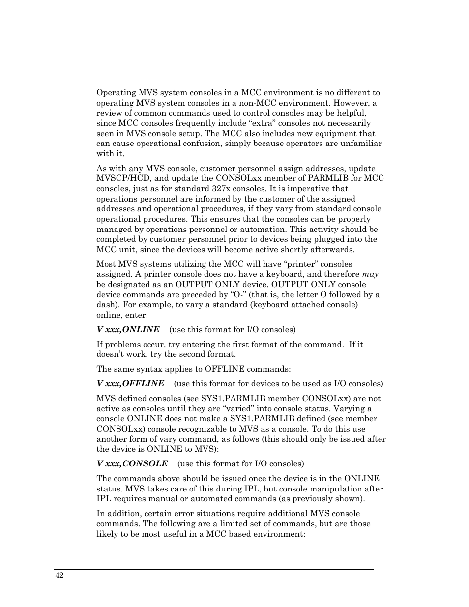 Mvs mainframe console operation | Visara Master Console Center Installation User Manual | Page 42 / 52