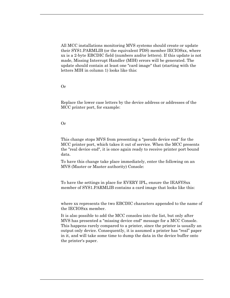 Missing interrupt handler (mih) problem with mvs | Visara Master Console Center Installation User Manual | Page 45 / 52